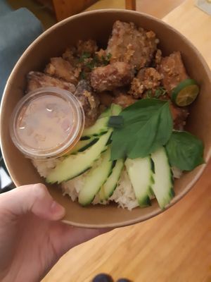 Caramelized 'fish sauce' wings with sticky rice at Cham Cham in Vancouver