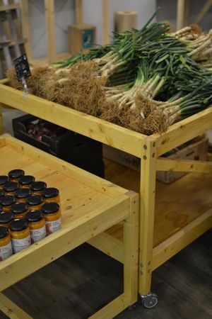 Calçots,catalan onions at Linverd Market in Barcelona
