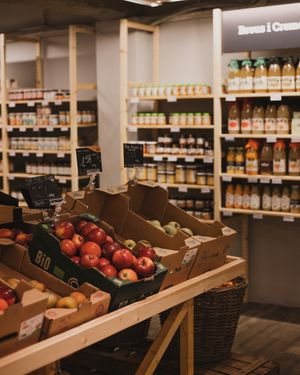 Fruit & apple at Linverd Market in Barcelona