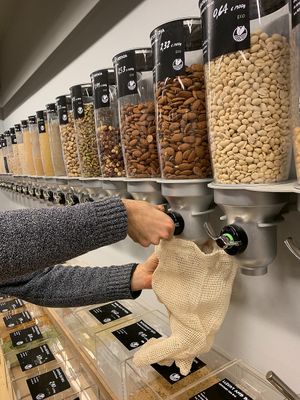 bulk cereals at Linverd Market in Barcelona