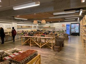 Eco supermarket at Linverd Market in Barcelona