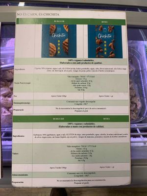 CHICHITA® chickpea and soybean patties at Linverd Market in Barcelona