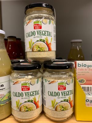 Vegetable bouillon powder at Linverd Market in Barcelona
