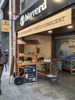 Outside shop at Linverd Market in Barcelona