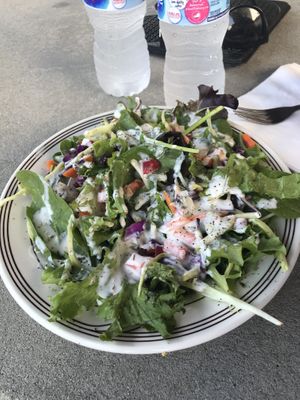 Veggie salad with vegan creamy garlic dressing at Epicure in Wildwood