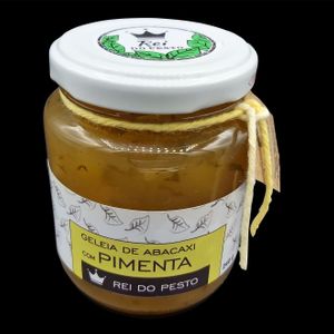 Geleia Abacaxi com Pimenta Jalapenho. 
Modelo tamanho G
Ingredientes: Abacaxi, Açucar, Maçã, Pimenta Jalapenho e Hortelã. 280g at Rei do Pesto in Florianopolis