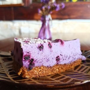Raw blueberry cheesecake. at Foam and Fork in Gzira