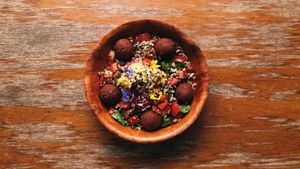 Berlin Bound salad.
Red quinoa, local veg, 2 types of homemade hummuses, beetroot falafels. at Foam and Fork in Gzira