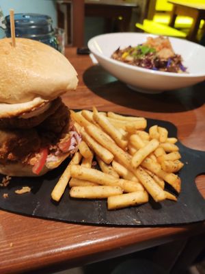 Fake fried chicken burger at Foam and Fork in Gzira