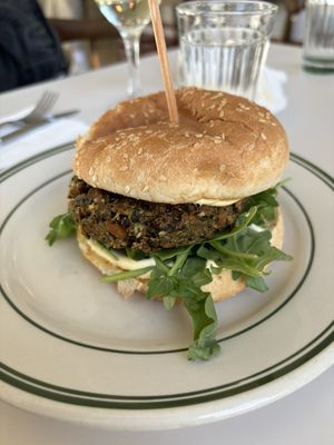 Extra-veg burger. The grain veggie burger you know  from the 90s. Could only taste the mayo. Wouldn’t order again.   at Stefano's Diner in Toronto