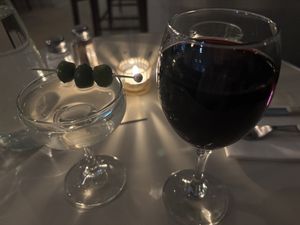 Dirty martini / wine   at Stefano's Diner in Toronto