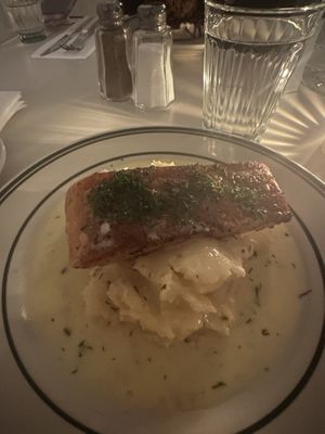 Plant based Salmon  at Stefano's Diner in Toronto