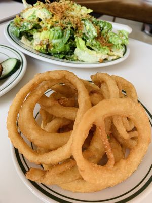 Salads and rings  at Stefano's Diner in Toronto