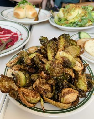 Sprouts and garlic breadd  at Stefano's Diner in Toronto