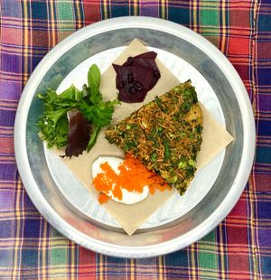 Wild onion and rice frittata at Komaaj in San Francisco