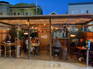 Outside seating
 at Komaaj in San Francisco
