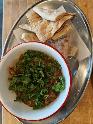 eggplant dip at Komaaj in San Francisco