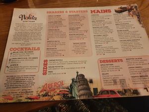 Menu at Nolita in Wellington