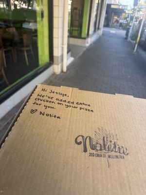 Had an issue with online ordering - very sweet of them!   at Nolita in Wellington