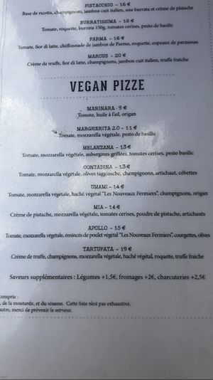 Menu  at Marcus Pizze Amore in Paris