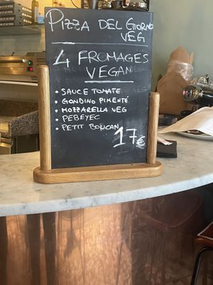 Pizza of the day with TYK (vegan cheese)  at Marcus Pizze Amore in Paris