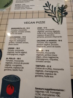 Menu at Marcus Pizze Amore in Paris
