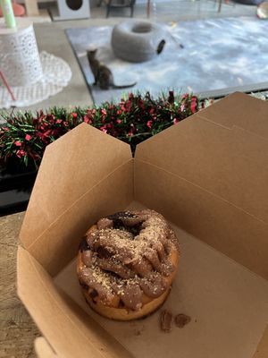 hazelnut roll and cats!!  at Cat & Craft Cafe in Vista