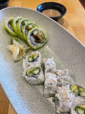 Veggie rolls lunch special with a side of sesame dressing   at Izakaya Shiono in Kailua Kona