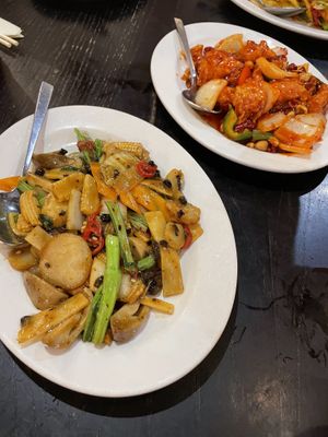 Veg in black bean saucee  at Chung Ying in Birmingham