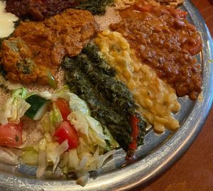 
Mix of Ethiopian stews that you wrap in injeras
 at Sunshine in Utrecht