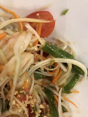 Raw vegan green papaya salad  at Somewhere In Bangkok in Southington