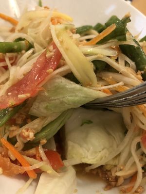 Raw vegan green papaya salad  at Somewhere In Bangkok in Southington
