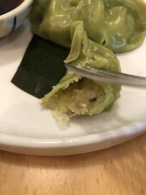 Vegan dumpling, taste like made out of Bottle gourd  at Somewhere In Bangkok in Southington