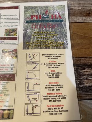 Info at Pho Ha Grill & Bar in Temecula