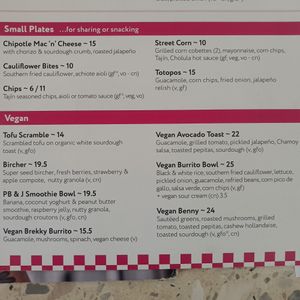 Vegan menu at Maria Cafe in Upwey