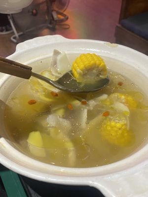 Truffle Mushroom and Fresh Asparagus Soup (jit actual truffle mushrooms and not green asparagus either? Thought it was more like jicama?)  at Chao 炒炒蔬食熱炒 in Taipei