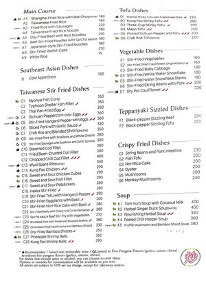 Food menu 2025-01-29 at Chao 炒炒蔬食熱炒 in Taipei