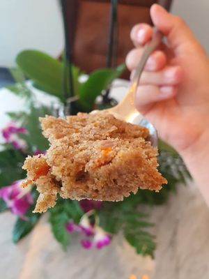 A bite of vegan carrot delight  at Bee Sweet Vegan Food  in Playa Del Carmen