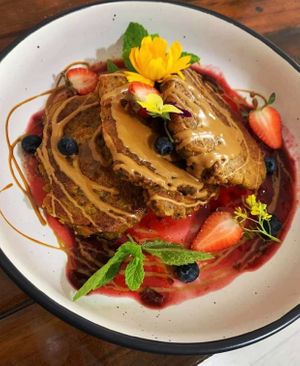 Pumpkin wattleseed pancakes at D'Lish Diner in Renmark
