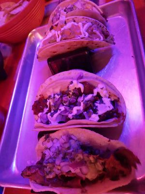 Carnage Asada, Cowboy from Hell, Green-Chili, Buffalofu Tacos #Veganuary at Terror Tacos in St Louis