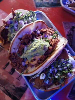 Carnage Asada Taco, Green Chile Lupa, and Cowboy from Hell Taco at Terror Tacos in St Louis