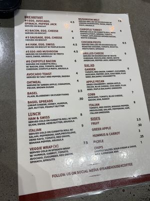 Food menu at Warehouse 4 Coffee in Kettering