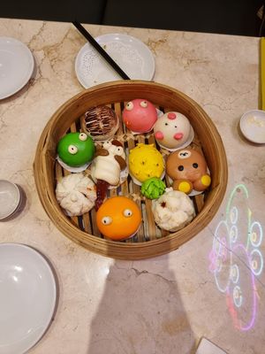 4 of them are vegan friendly (pig shape, bear shape, green, pineapple).  at Central Dim Sum in Jakarta