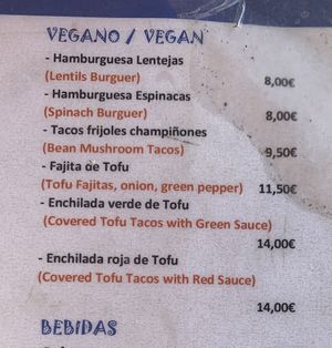 Vegan options, plus vegetable paella 🥘   at Chiringuito Mi Cielito in Rincon De La Victoria