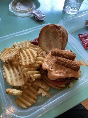 Mozz sticks instead of fried pepper jack!  at Golden West Cafe in Baltimore