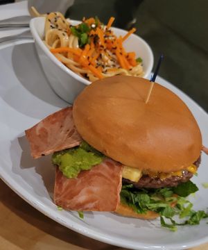Vegan hangover burger w/peanut noodles at Golden West Cafe in Baltimore