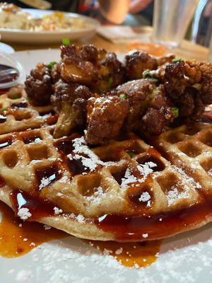Cauliflower wings and waffles  at Golden West Cafe in Baltimore