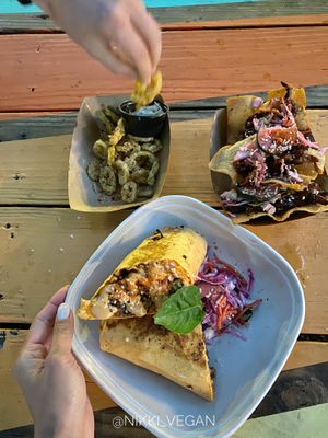 Fried banana peppers, bulgogi tacos, ribs wrap at Sunny's Backyard in Austin