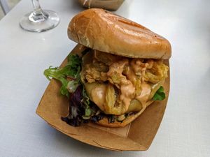 Aloha Lucy burger. at Sunny's Backyard in Austin