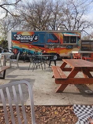 Outside the bar area in back  #Veganuary at Sunny's Backyard in Austin